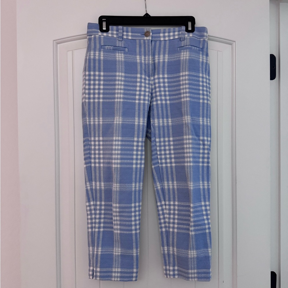 Ann Taylor Light Blue and Cream Plaid Pants